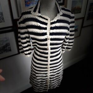 Maje Navy  and White Striped Dress